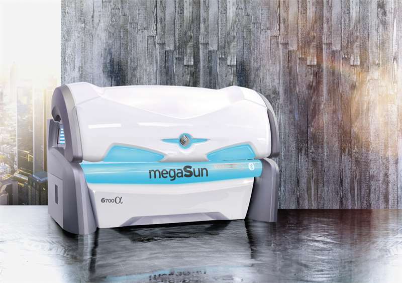 Солариум megaSun 6700 alpha Ultra Power се предлага с опция за вграден MP3 плеър, музикална вибрация и Bluetooth свързване