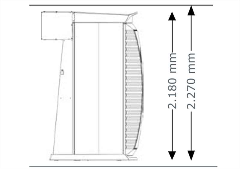Солариум megaSun Tower Space 3000, затворен, размери