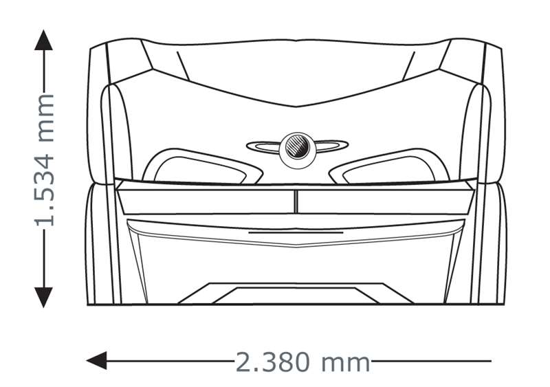 Колариум megaSun mon amie deluxe S, затворен, размери