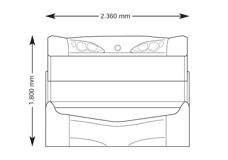 Солариум megaSun 6800 Ultra Power, отворен, размери
