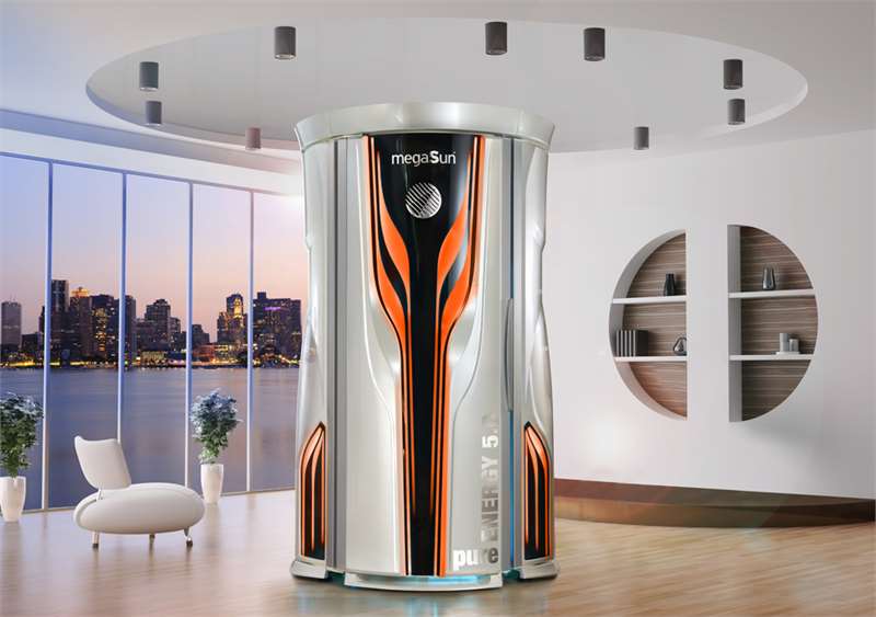 Солариум megaSun Tower pureEnergy 5.0 предлага комбинация от комфорт, безпрецедентни характеристики и зашеметяващ дизайн