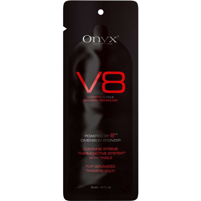 Лосион за солариум със загряващ ефект V8 Bronzer, козметика за солариум от Onyx, 12 ml