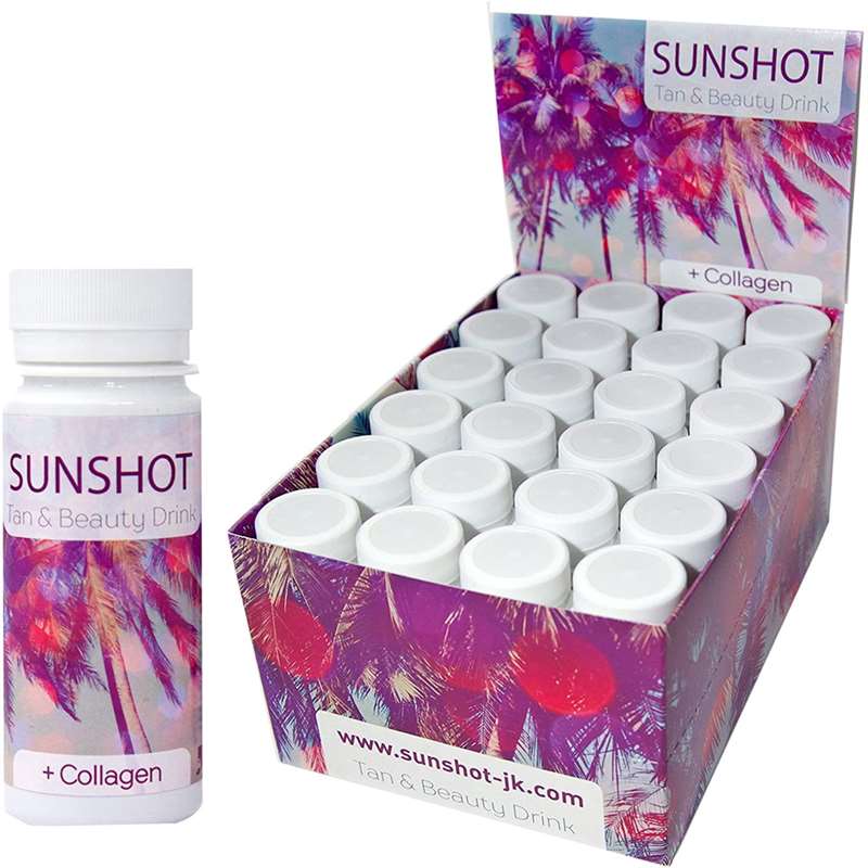 Sunshot +Collagen Tan & Beauty Drink напитка за тен и красота, за преди солариум, кутия 24 броя х 60 ml