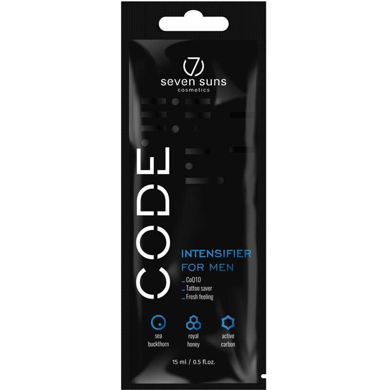 Мъжки тен ускорител CODE Intensifier, козметика за солариум от 7suns, 15 ml