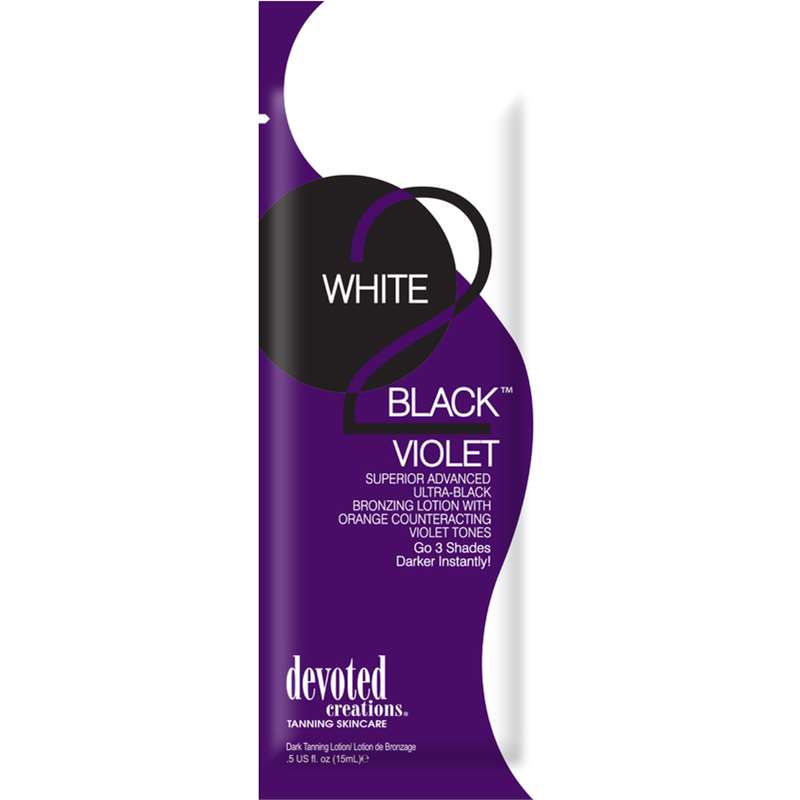 Лосион за солариум White 2 Black Violet, козметика за солариум от Devoted Creations, 15 ml