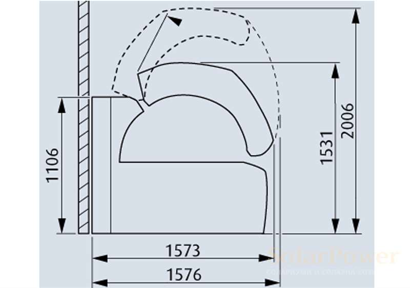 Солариум Ergoline 1100-S Dynamic Power, размери на солариум