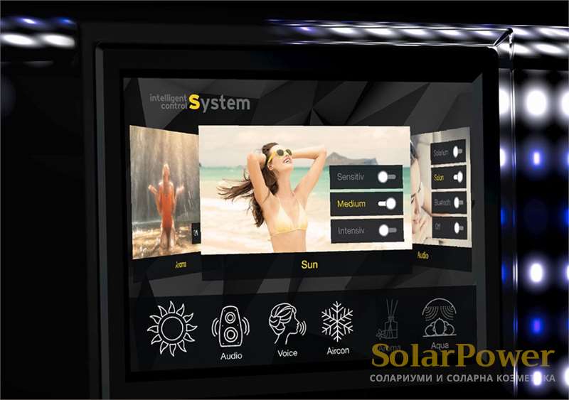 Със солариум megaSun P9 сами избирате интензивността на добиване на тен: нежно, умерено, интензивно