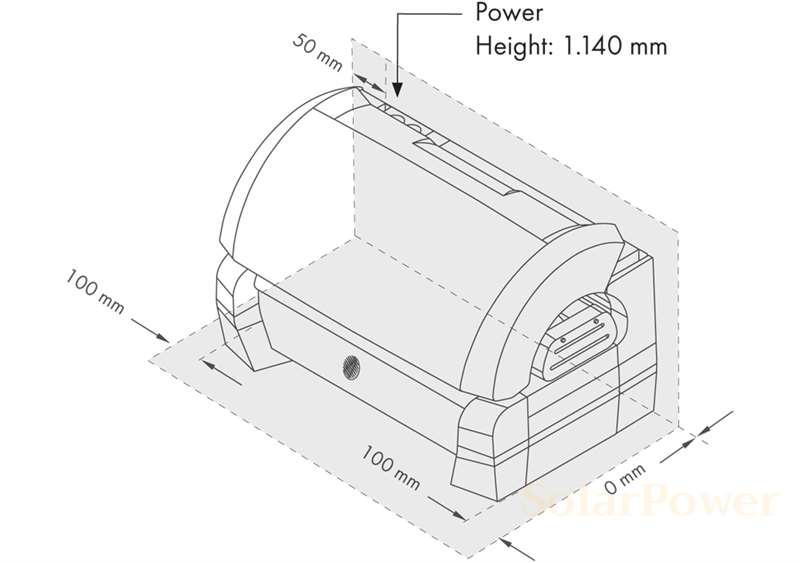 Солариум megaSun P9, минимални размери на кабина