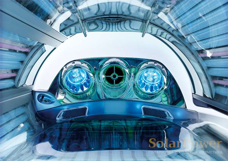 Солариум megaSun 7900 Alpha intelliSun е с музикална система, вграден MP3 плеър, автоматичен контрол на звука, музикална вибрация