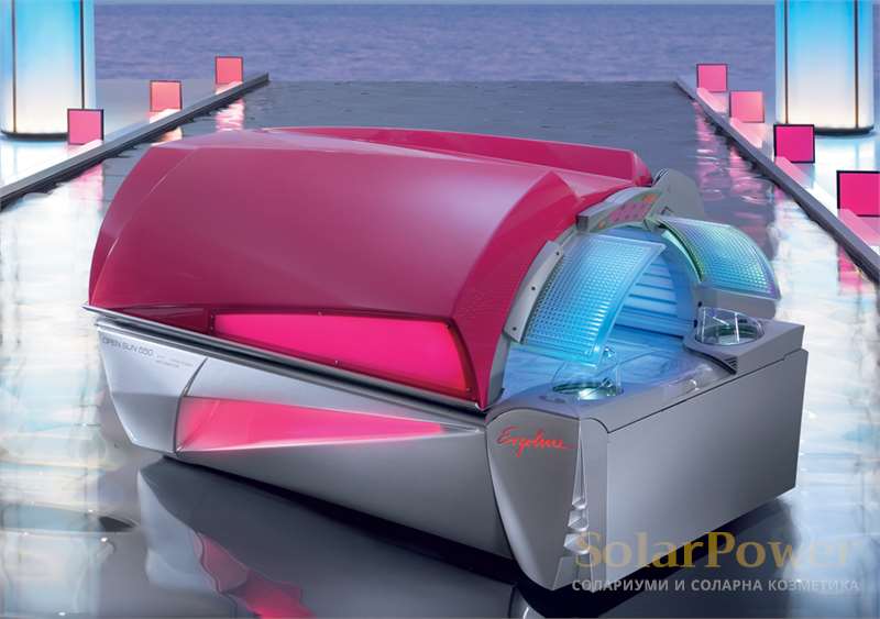 Солариум Ergoline Open Sun 550 е с декор във вълнуващ пурпурен цвят