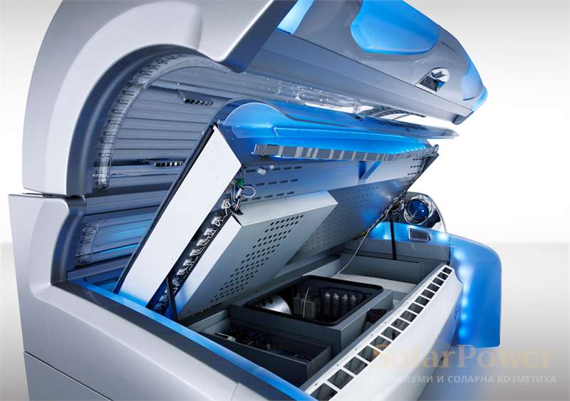 Солариум megaSun 6800 Ultra Power е с регулируеми електронни баласти и CPI технология за по-голяма мощност и по-дълъг живот на лампите