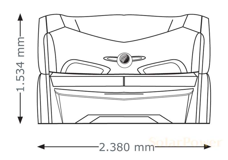 Солариум megaSun 6800 Alpha Ultra Power, затворен, размери