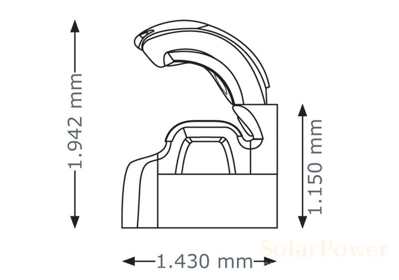 Солариум megaSun 6800 Alpha Ultra Power, отворен, размери