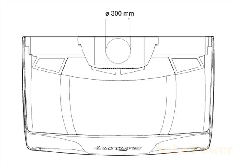 Солариум Luxura X10 52 SLI High Intensive, размери със система за извеждане на горещия въздух