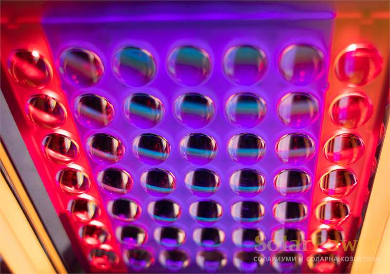 Чрез системата SunSphere в солариум P9S светлината се разпределя хомогенно чрез асферични стъклени лещи