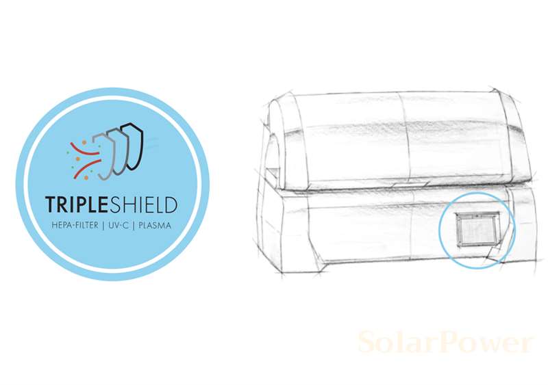 Солариум P9S предлага 99,9% дезинфекциран въздух по време на тен сесиите
