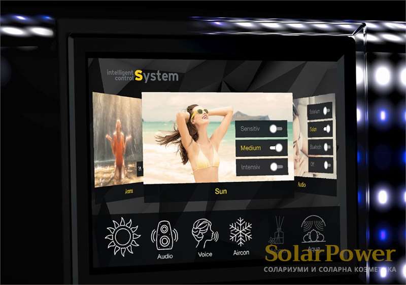 Със солариум megaSun P9S вие избирате интензивността на добиване на тен: нежно, умерено, интензивно