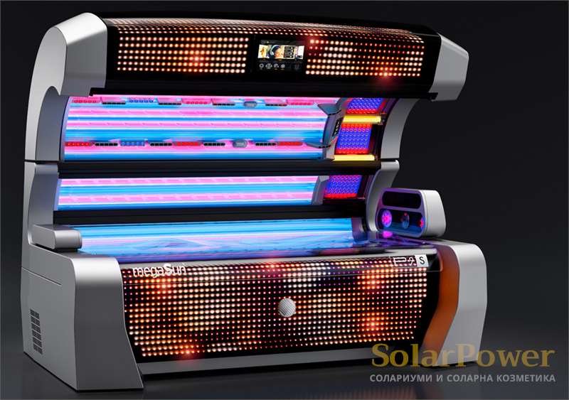 Солариум megaSun P9S се предлага в четири УВ варианта: P9S hybridSun, P9S extraSun, P9S smartSun, P9S beautySun