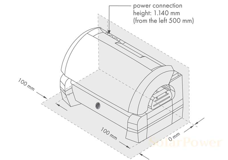 Солариум megaSun P9S, минимални размери на кабина