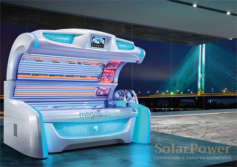 Солариум megaSun 7000 Alpha extraSun се предлага с опция за функцията colorMotion plus: избор на множество различни цветови програми и анимации