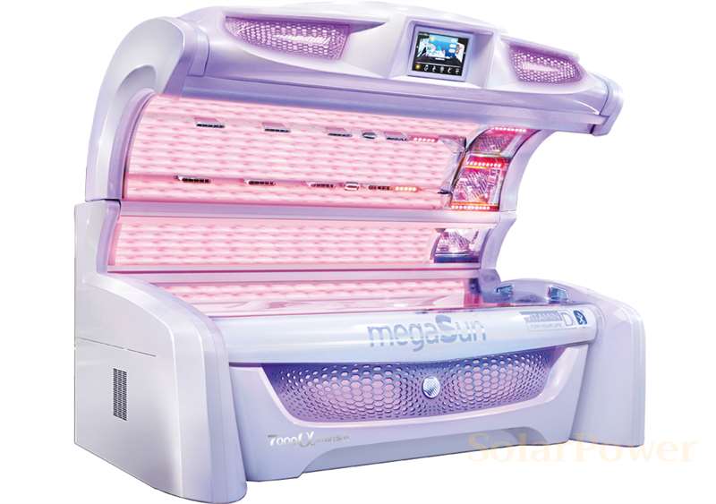 Солариум megaSun 7000 Alpha smartSun е оборудван с 40 Рубин колагенови бустера за грижа за кожата на лицето и деколтето 