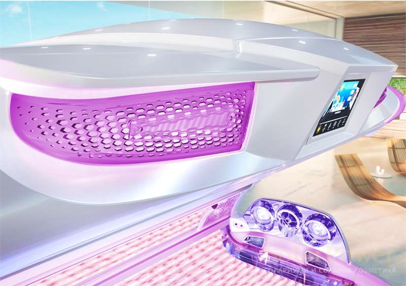 Солариум megaSun 7000 Alpha smartSun е серийно оборудван с музикална система, вграден MP3 плеър, автоматичен контрол на звука, музикална вибрация