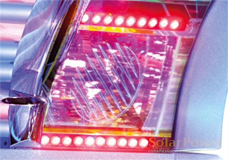 Солариум megaSun 7000 Alpha hybridSun е оборудван със специални  УВ лицеви лампи за тен