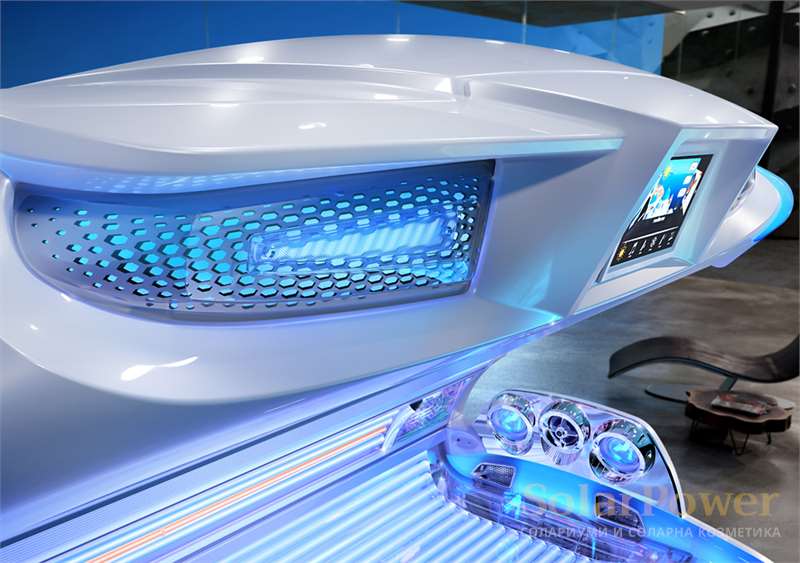 Солариум 7000 Alpha hybridSun може да бъде оборудван с всички функции за комфорт на megaSun, като някой от тях се предлагат като опции