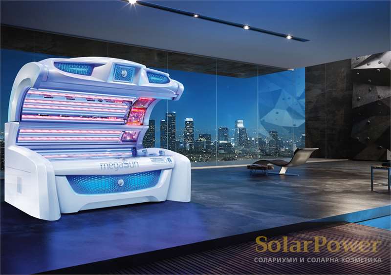 Солариум megaSun 7000 Alpha hybridSun е серийно оборудван с музикална система, вграден MP3 плеър, автоматичен контрол на звука, музикална вибрация