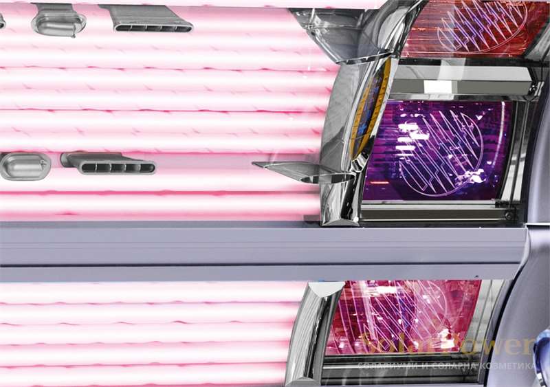 Солариум megaSun 6800 alpha hurricane е оборудван със специални УВ лицеви лампи