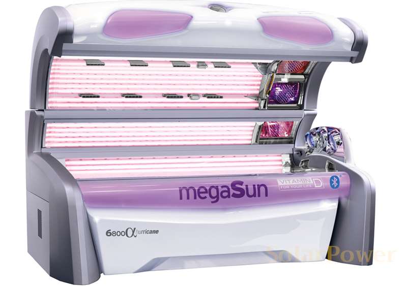 Солариум 6800 alpha hurricane може да бъде оборудван с всички функции за комфорт на megaSun, като някой от тях се предлагат като опции