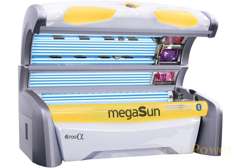 Солариум megaSun 6700 alpha Ultra Power притежава модерен дизайн с емоционална LED технология, предлагаща множество различни цветови програми