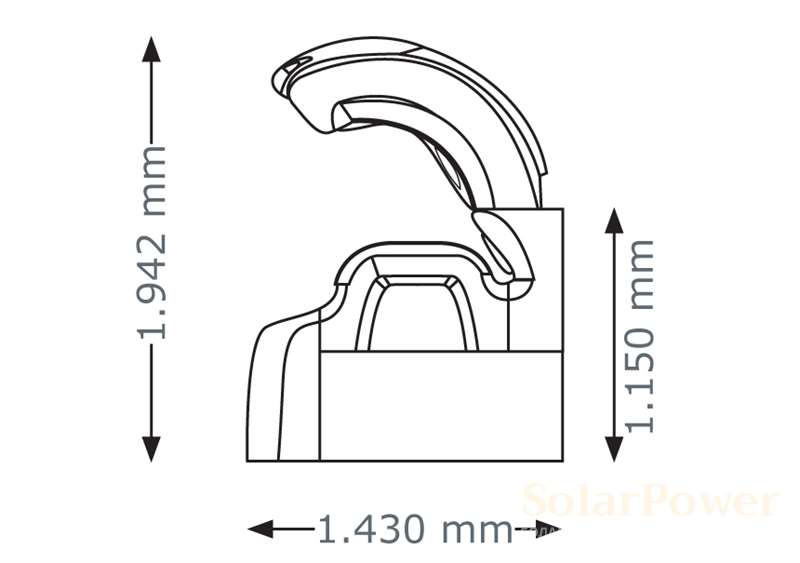 Солариум megaSun 6700 alpha Ultra Power, отворен, размери