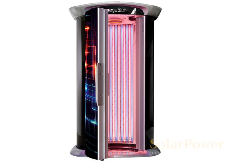 Солариум megaSun Tower Thunder Hybrid е с невидима система за извеждане на горещия въздух, която осигурява абсолютно безшумна и релаксираща тен сесия