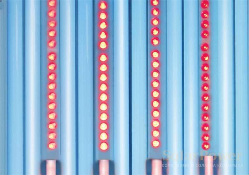 Солариум megaSun Tower Optima: за първи път, рубин колагенови бустери се използват във вертикален солариум