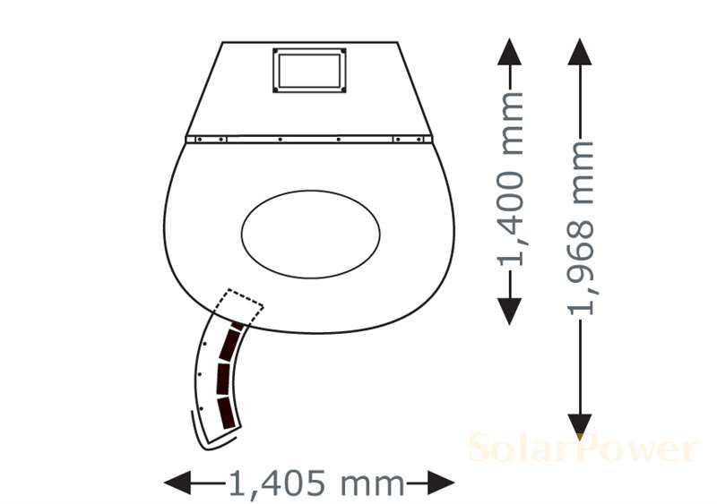 Солариум megaSun Tower Thunder Hybrid, отворен, размери