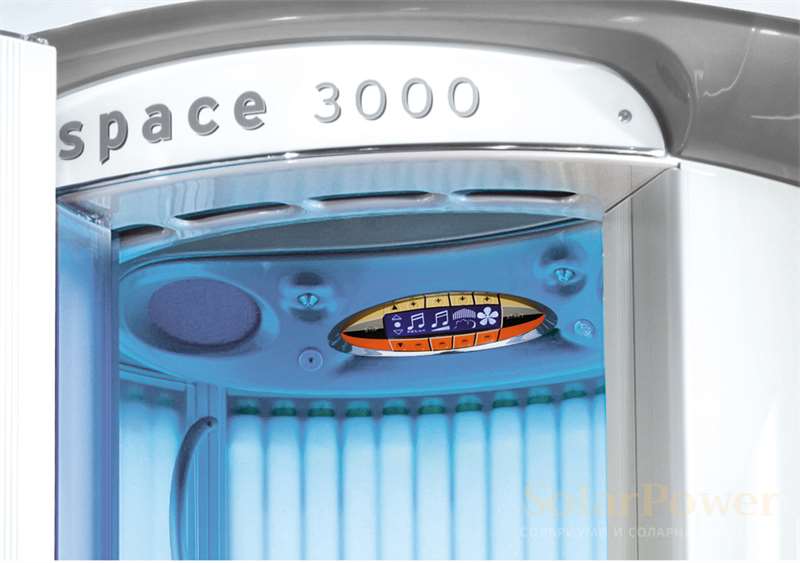 Солариум Tower Space 3000 може да бъде оборудван с почти всички функции за комфорт на megaSun