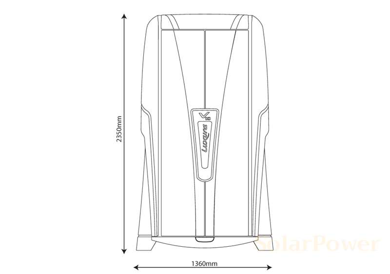 Солариум Luxura V10 50 SLI High Intensive, затворен, размери