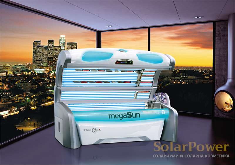 Солариум Optima Alpha Deluxe може да бъде оборудван с всички функции за комфорт на megaSun, като някой от тях се предлагат като опции