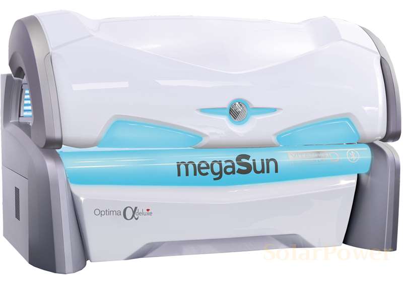 Солариум megaSun Optima Alpha Deluxe се предлага с опция за вграден MP3 плеър, автоматичен контрол на звука, музикална вибрация, bluetooth вързване