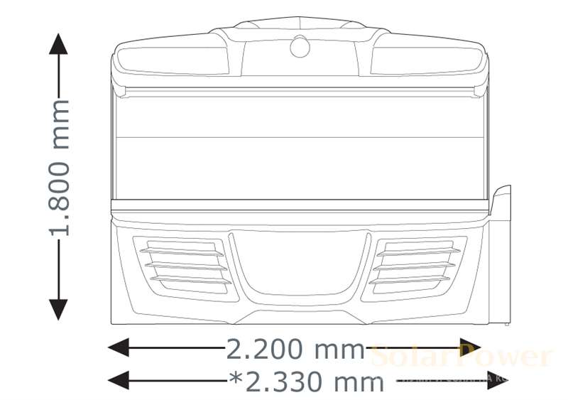 Солариум megaSun 5600, отворен, размери