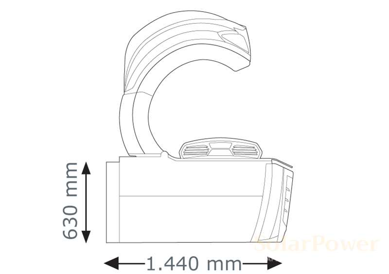 Солариум megaSun 5600, отворен, размери