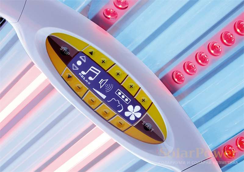 Солариум Optima Deluxe може да бъде оборудван с почти всички функции за комфорт на megaSun, като някой от тях се предлагат като опции