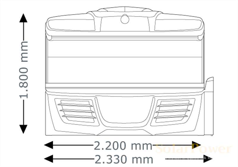 Солариум megaSun Optima Deluxe, отворен, размери