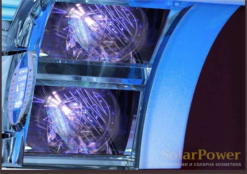 Стандартно, солариум megaSun 4800 е оборудван с evoSystem2, иновативни рефлектори за тен областта на лицето