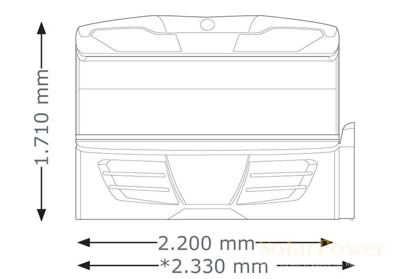 Солариум megaSun 4800, отворен, размери