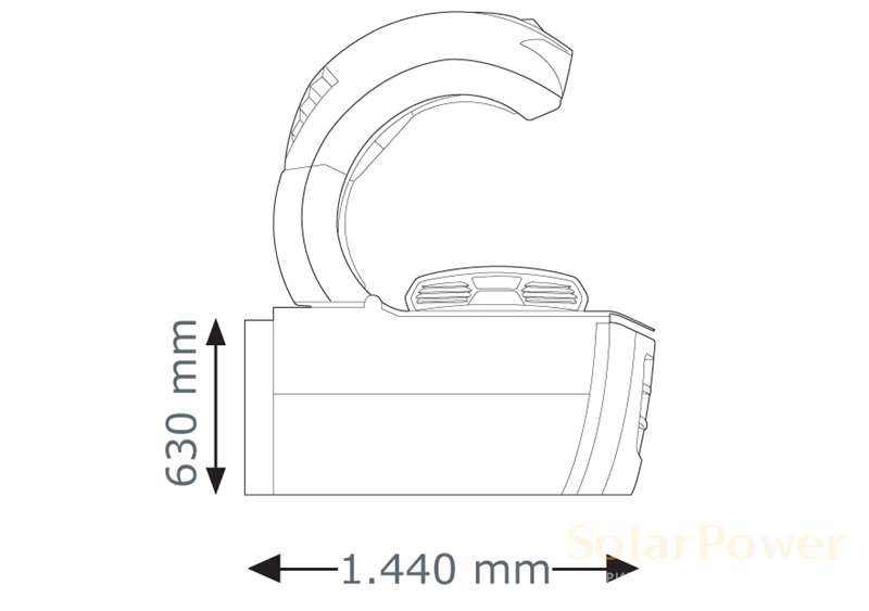 Солариум megaSun 4800, отворен, размери