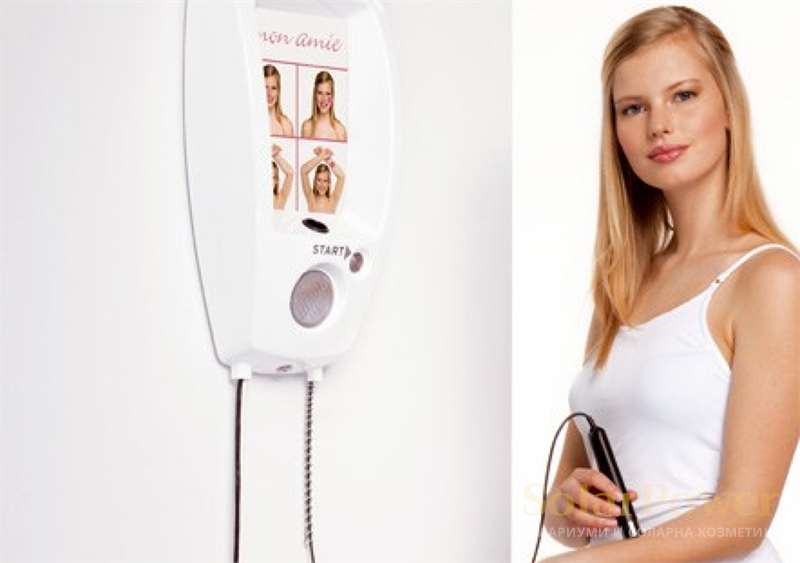 Колариум mon amie deluxe S е с медицински сензор на megaSun, който измерва съдържанието на меланин в кожата и определя индивидуалния тип кожа