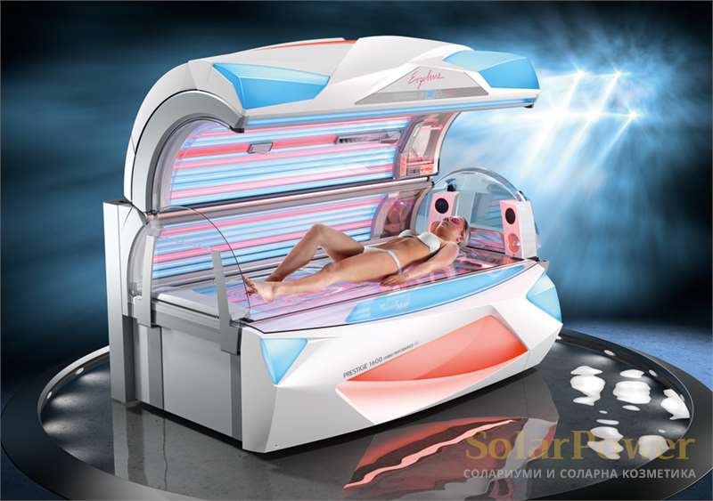 Солариум Prestige 1600 Hybrid Performance притежава зашеметяващ дизайн с над 200 LED динамични цветови програми и анимации