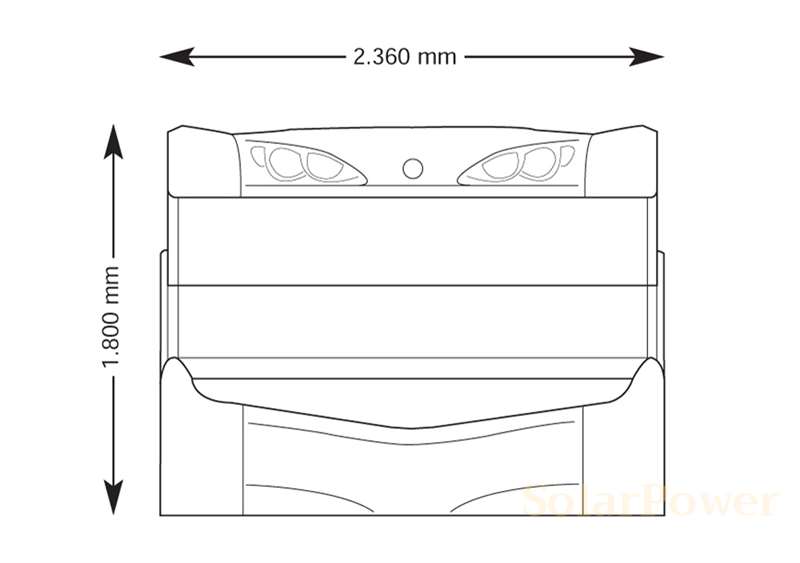 Солариум megaSun 6800 Ultra Power, отворен, размери